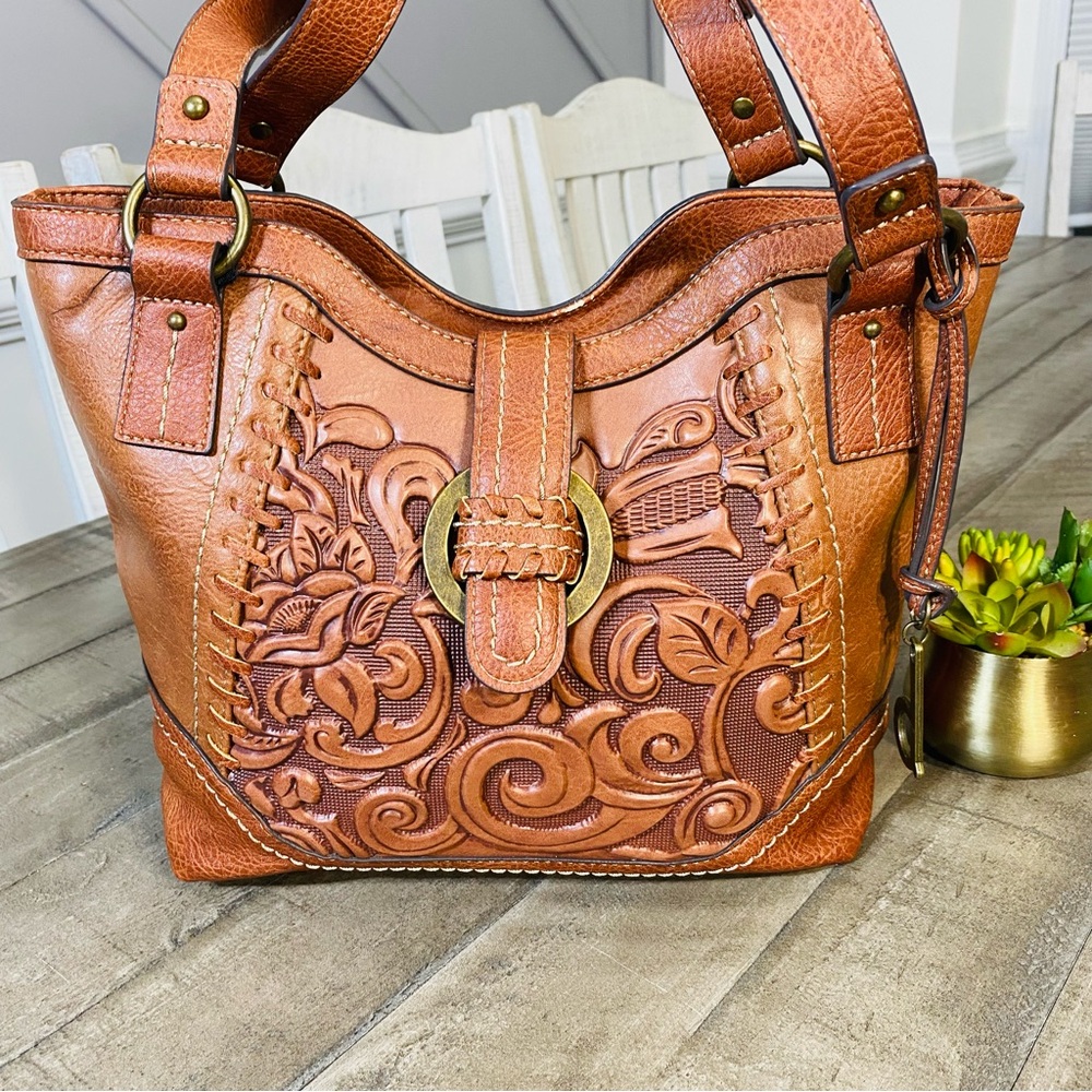 Born Concept Embossed Faux Leather Tooled Western-inspired Bag - Picture 2 of 8